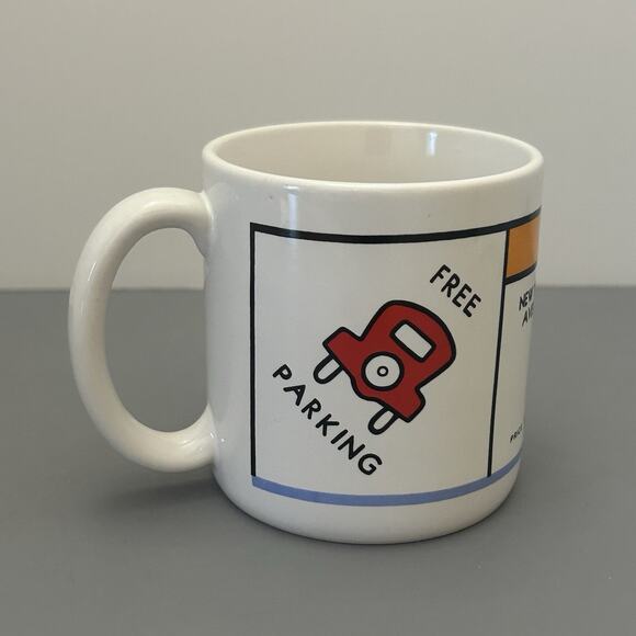 Monopoly Coffee Mug Cup Free Parking St James Place Korea 1984 Parker Brothers - Picture 1 of 7